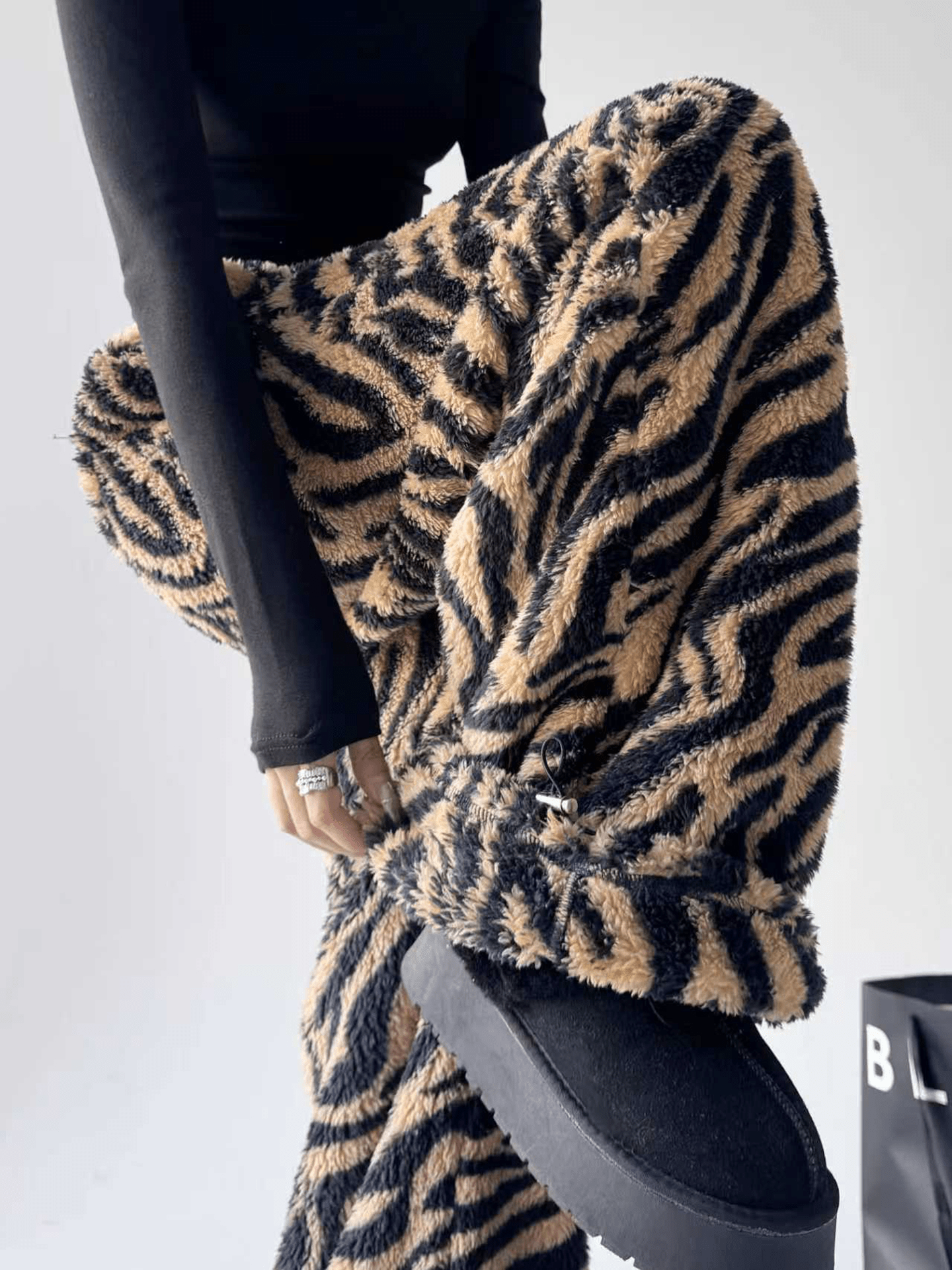 Tiger Print Fleece Wide - Leg Pants - COPPING THREADS - CT Select