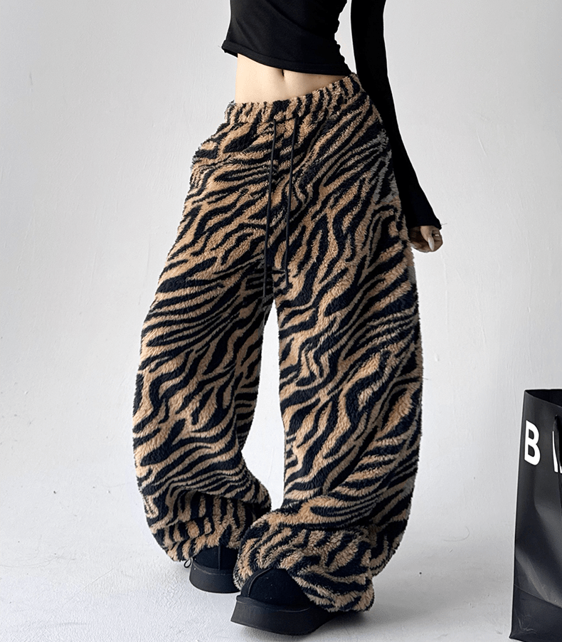 Tiger Print Fleece Wide - Leg Pants - COPPING THREADS - CT Select
