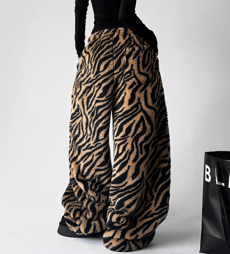 Tiger Print Fleece Wide - Leg Pants - COPPING THREADS - CT Select