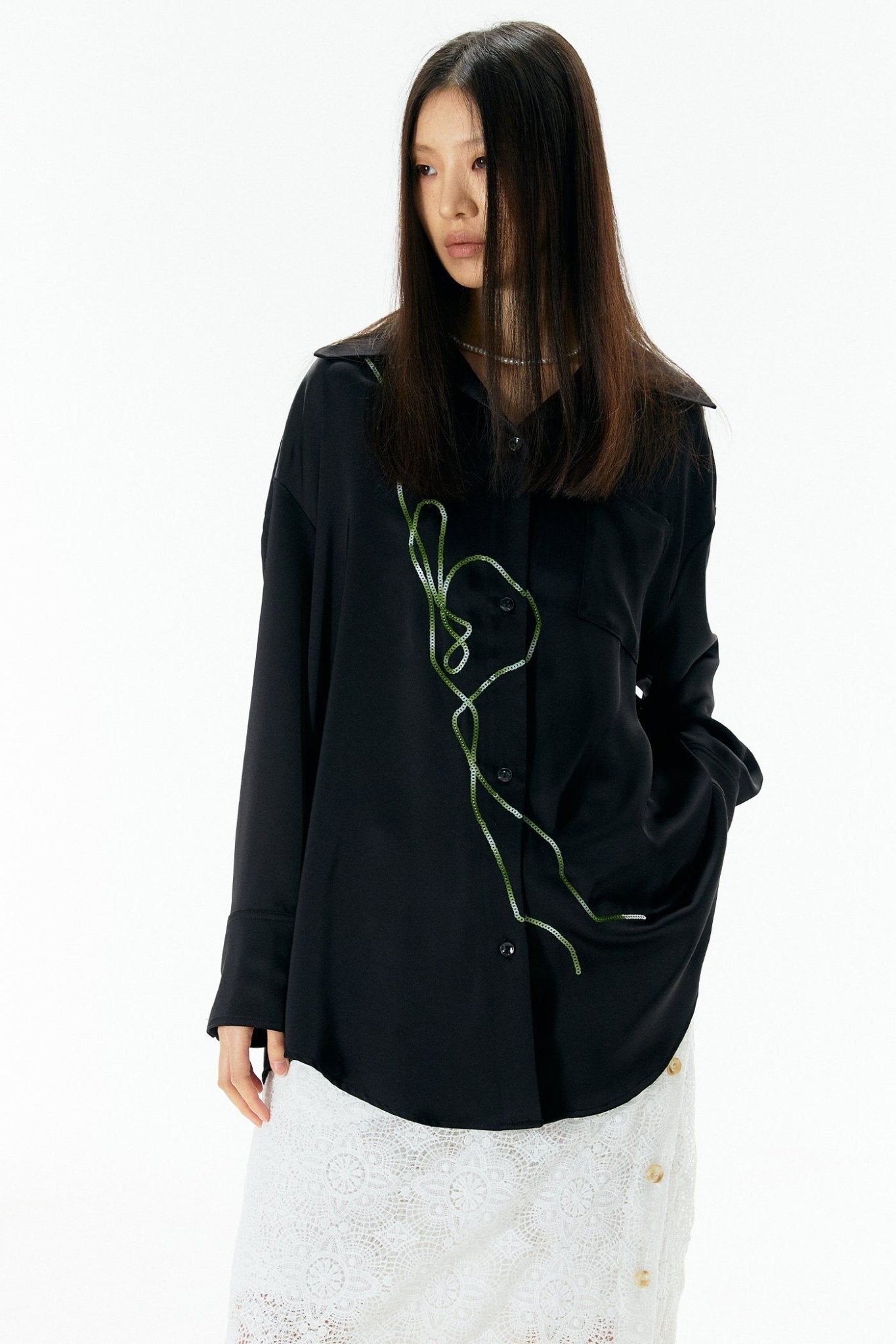 Tinsel Embroidered Long Sleeve Shirt - COPPING THREADS - APRIORITY
