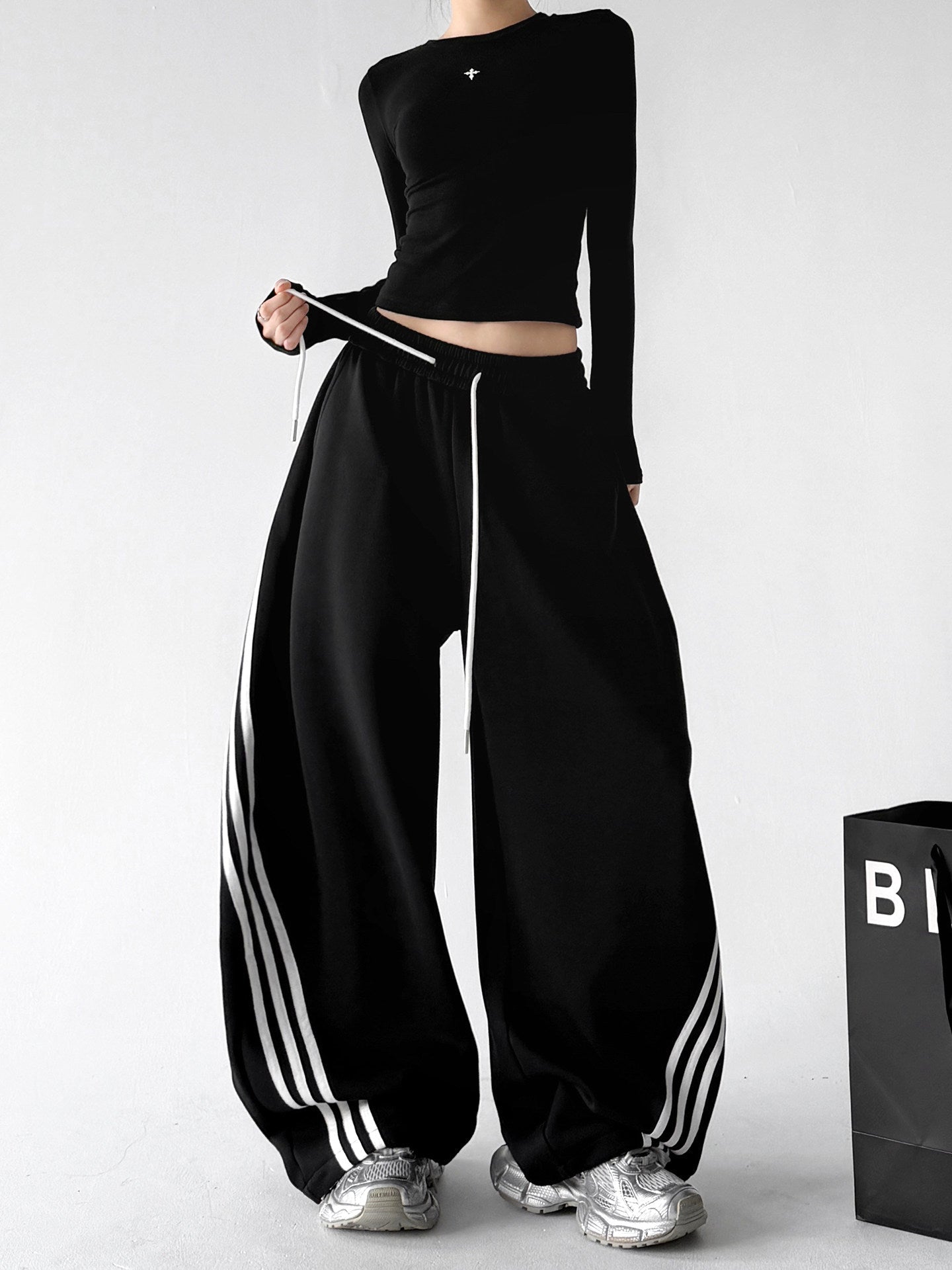 Triple-Stripe Curved-Leg Sweatpants - CT251 - COPPING THREADS - CT ORIGINALS