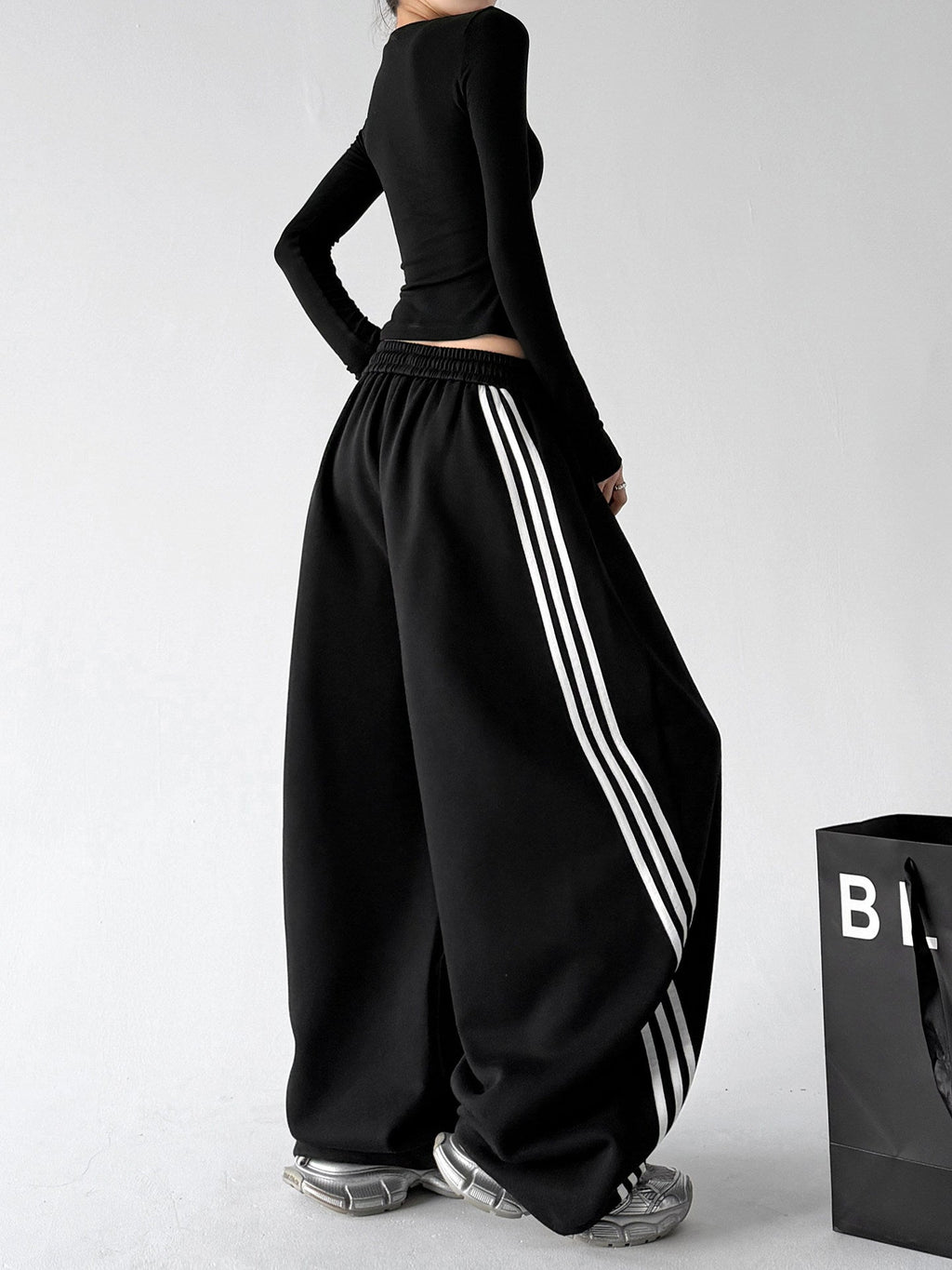 Triple-Stripe Curved-Leg Sweatpants - CT251 - COPPING THREADS - CT ORIGINALS