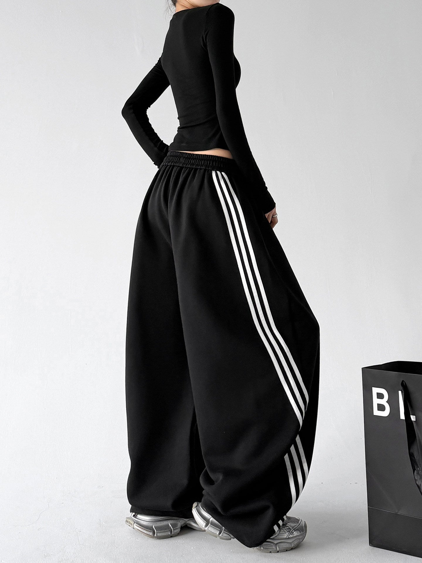 Triple-Stripe Curved-Leg Sweatpants - CT251 - COPPING THREADS - CT ORIGINALS