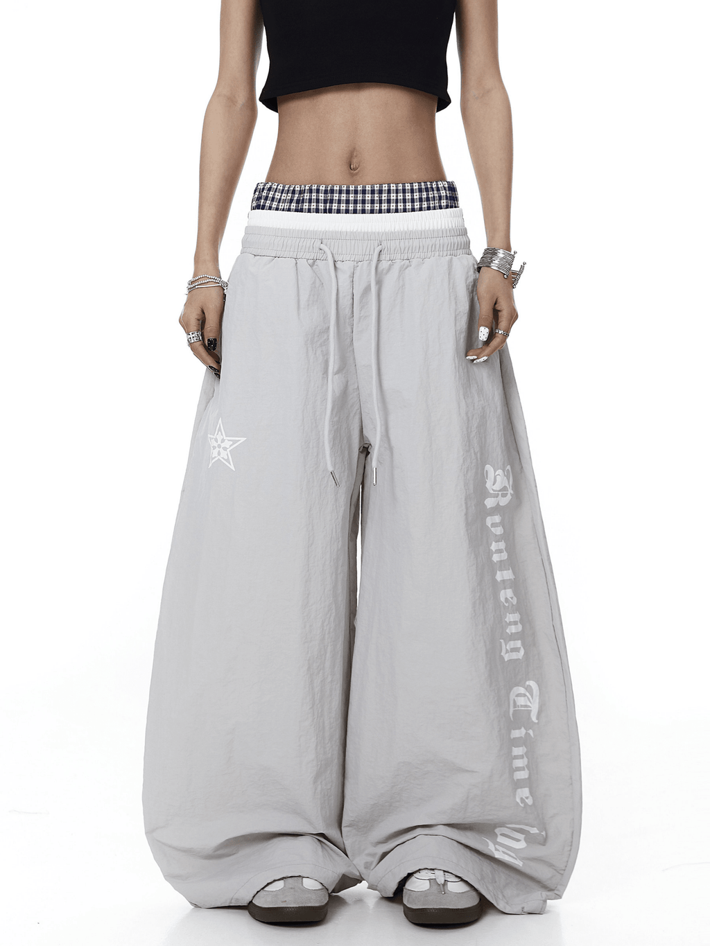 Triple Waistband Letter Print Scythe Parachute Pants - COPPING THREADS - CT Select