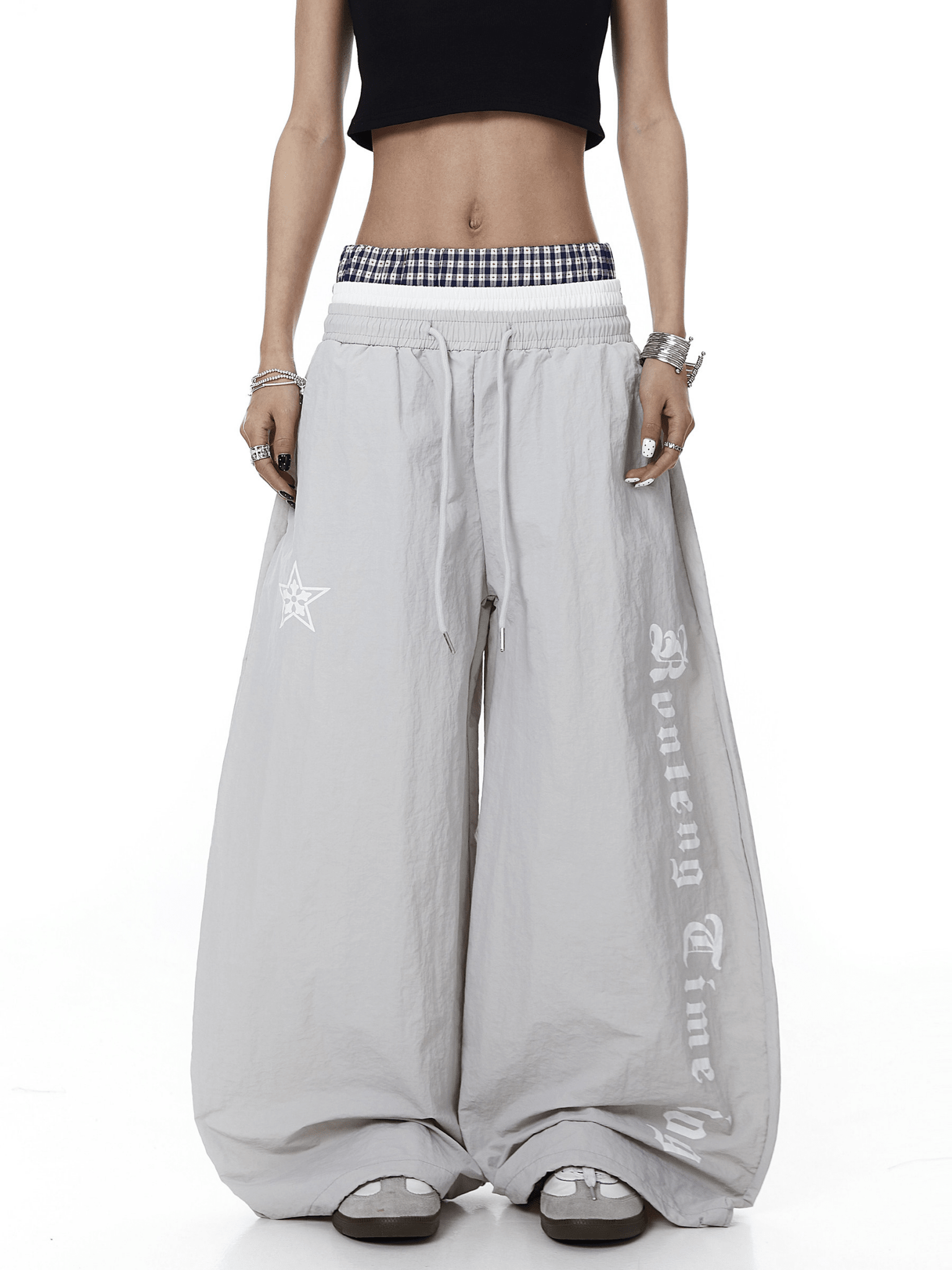 Triple Waistband Letter Print Scythe Parachute Pants - COPPING THREADS - CT Select