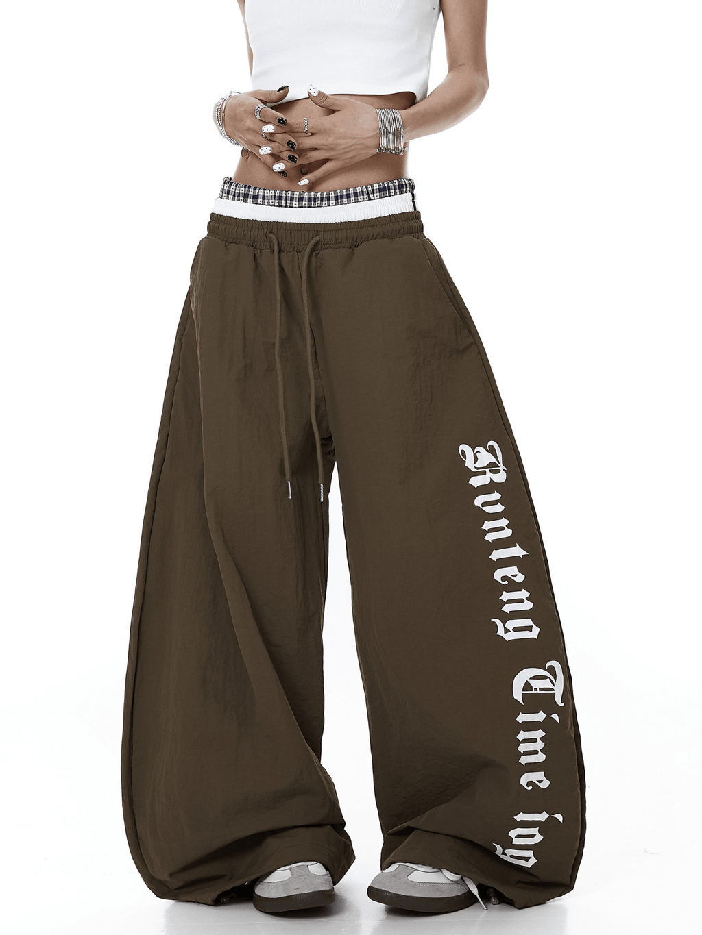 Triple Waistband Letter Print Scythe Parachute Pants - COPPING THREADS - CT Select