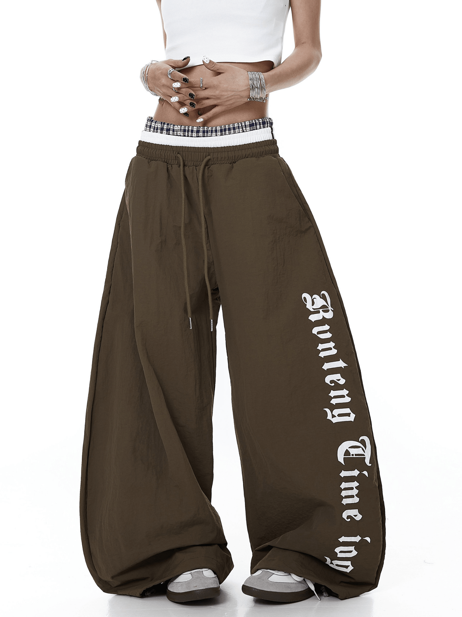 Triple Waistband Letter Print Scythe Parachute Pants - COPPING THREADS - CT Select