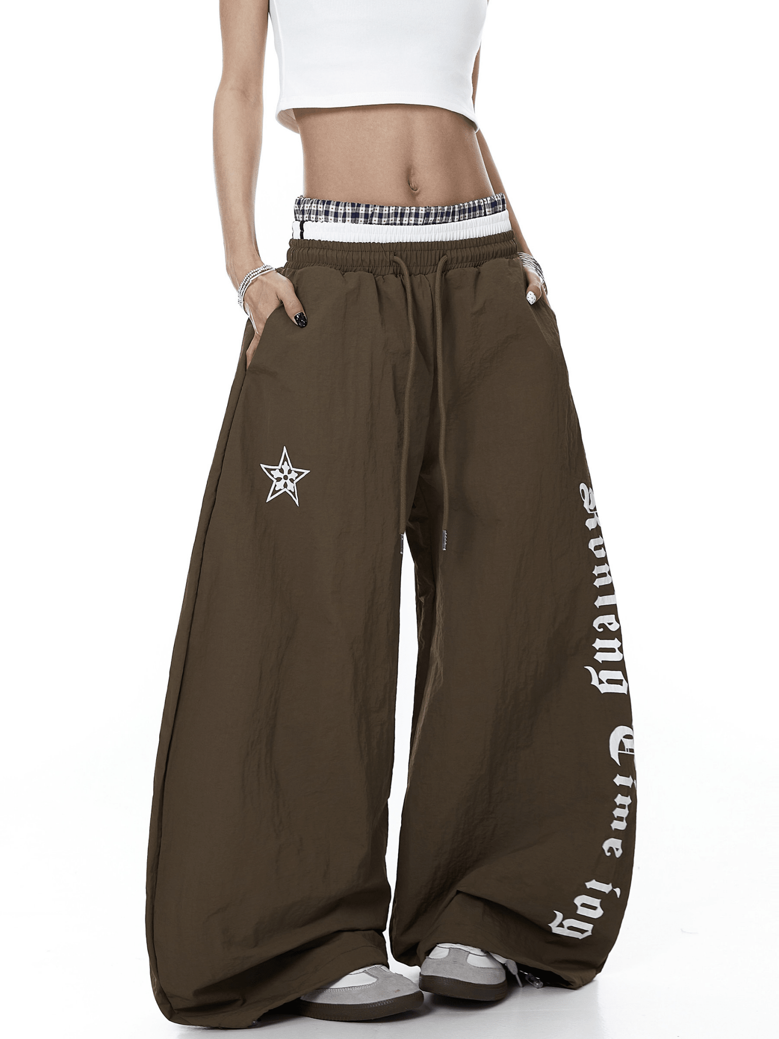Triple Waistband Letter Print Scythe Parachute Pants - COPPING THREADS - CT Select