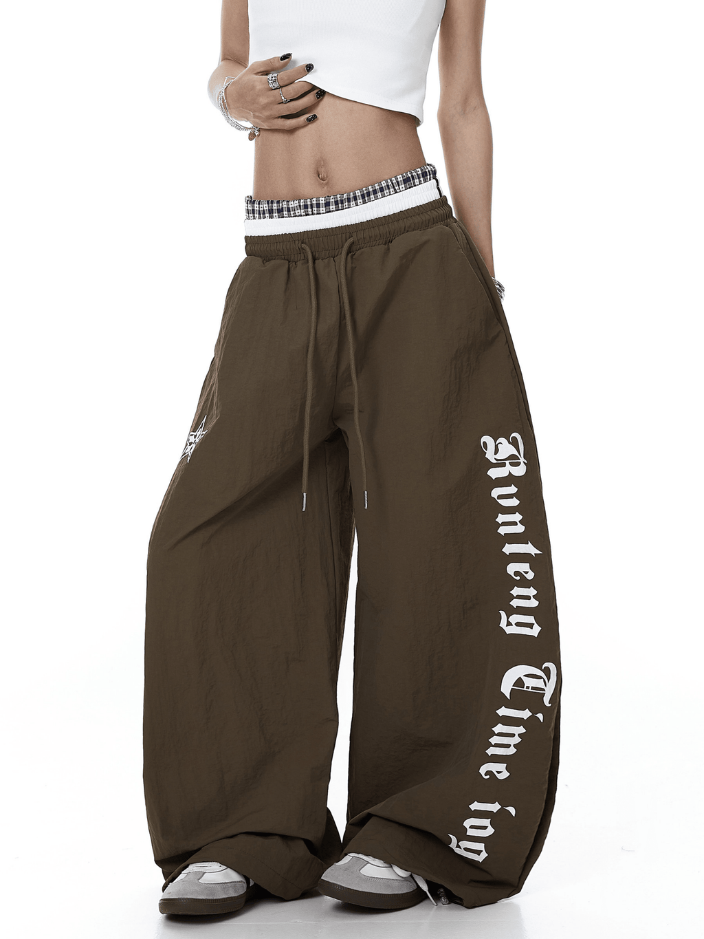 Triple Waistband Letter Print Scythe Parachute Pants - COPPING THREADS - CT Select