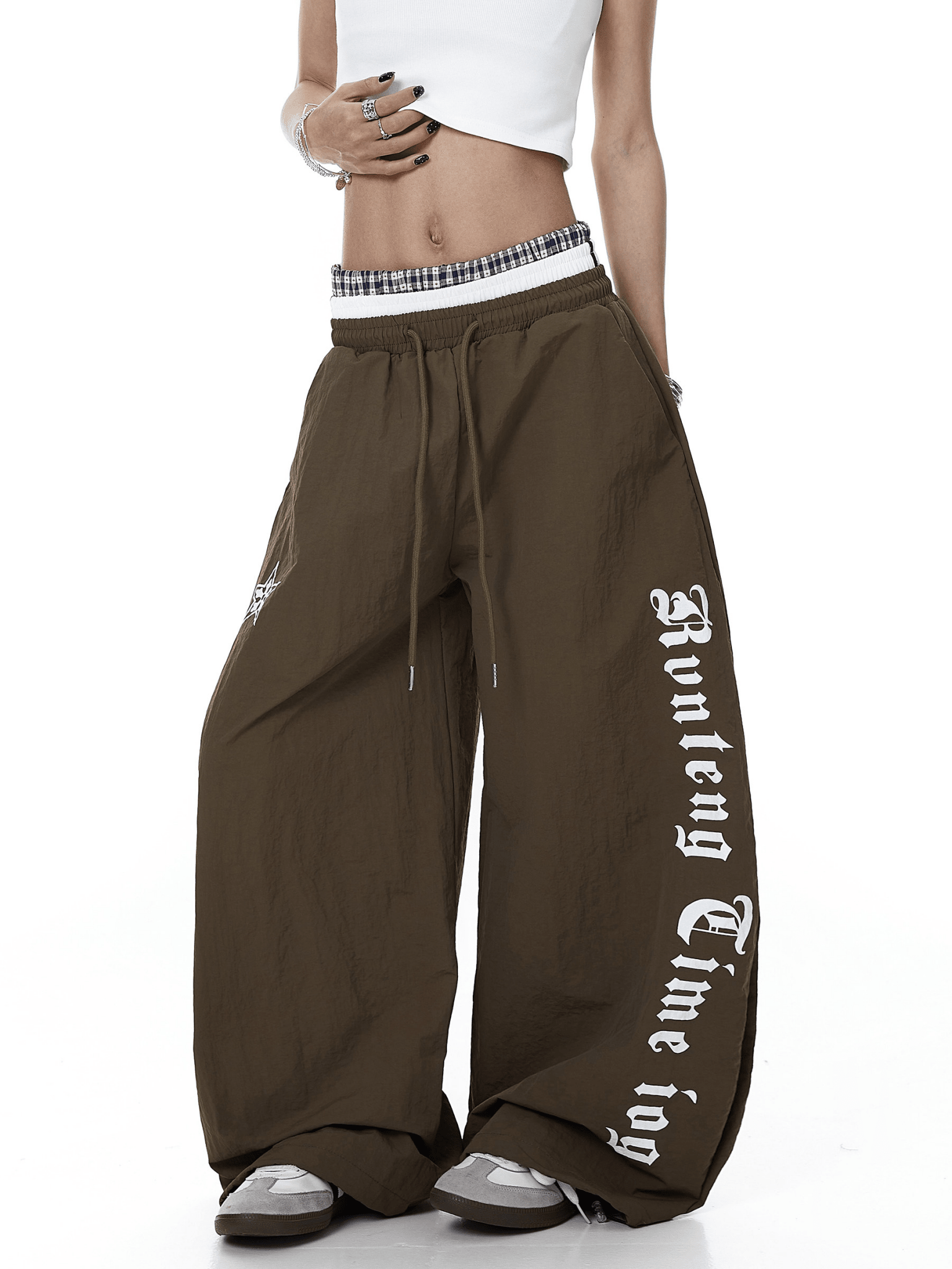 Triple Waistband Letter Print Scythe Parachute Pants - COPPING THREADS - CT Select