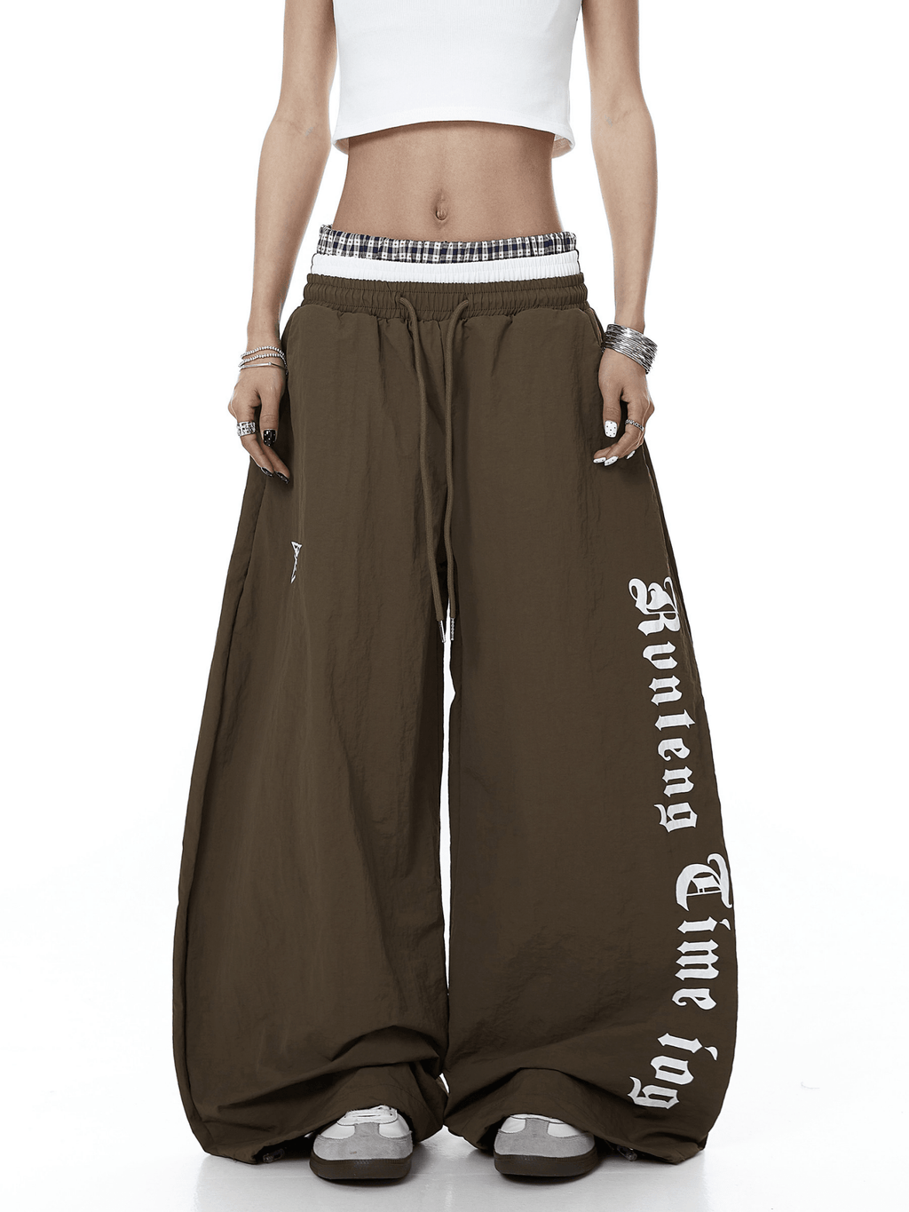 Triple Waistband Letter Print Scythe Parachute Pants - COPPING THREADS - CT Select