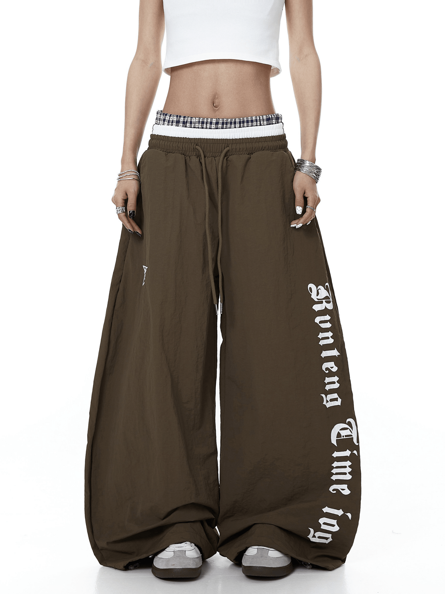 Triple Waistband Letter Print Scythe Parachute Pants - COPPING THREADS - CT Select