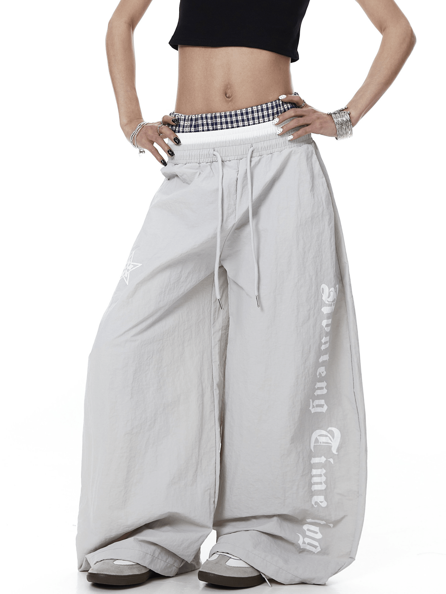 Triple Waistband Letter Print Scythe Parachute Pants - COPPING THREADS - CT Select