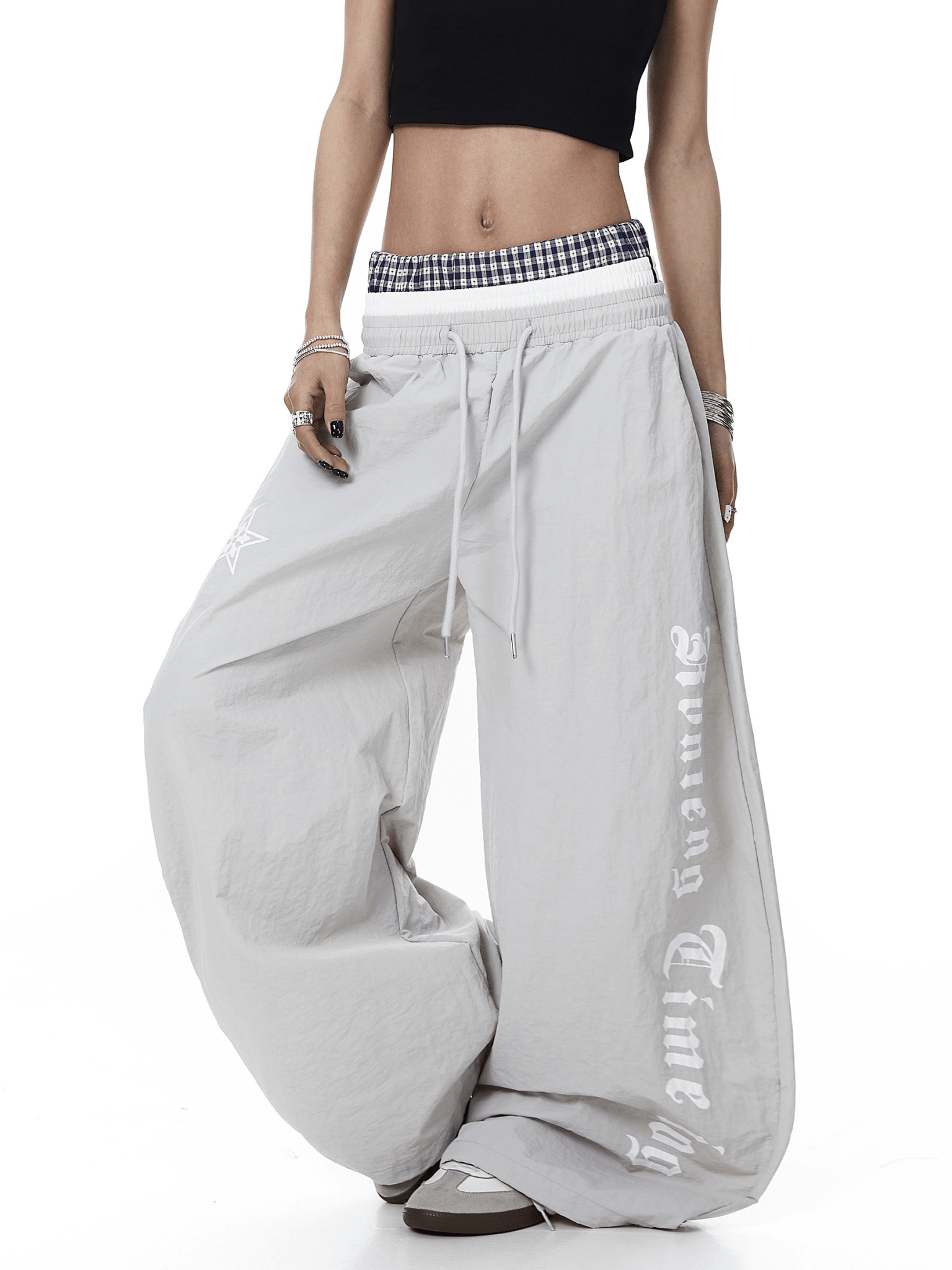 Triple Waistband Letter Print Scythe Parachute Pants - COPPING THREADS - CT Select
