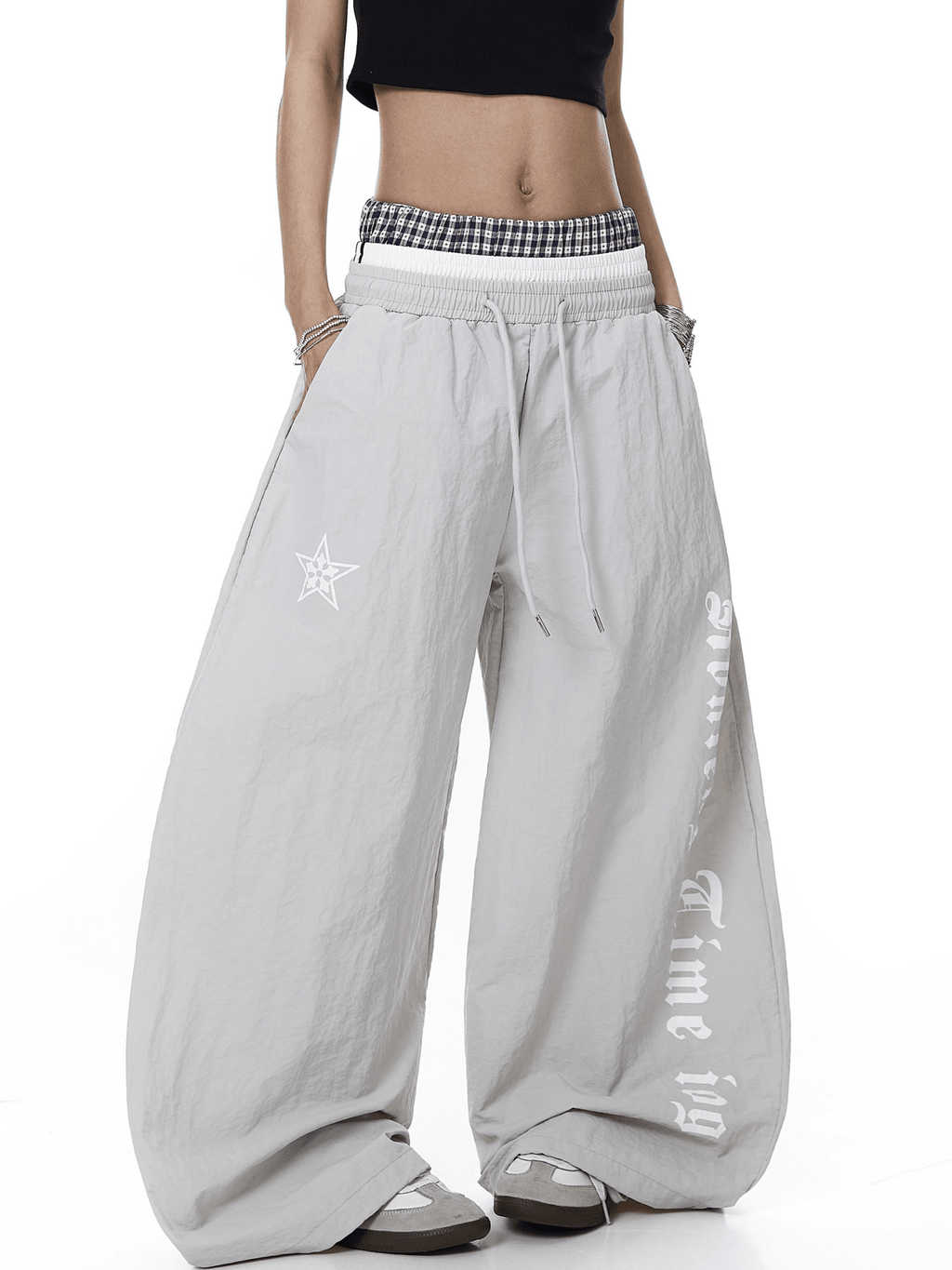 Triple Waistband Letter Print Scythe Parachute Pants - COPPING THREADS - CT Select
