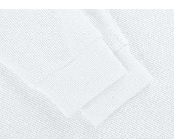 IDLT waffle henley, white cuffs.