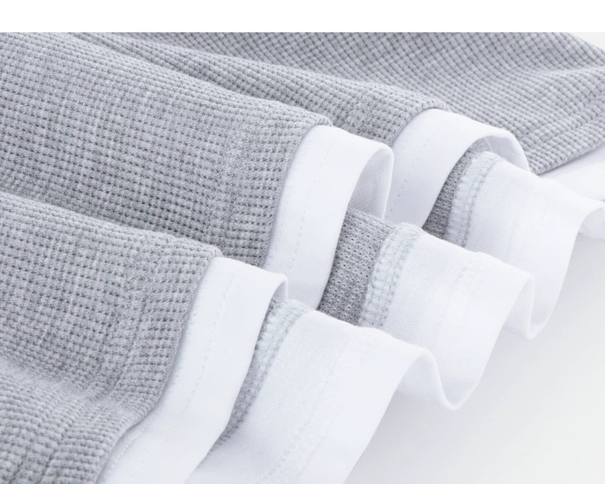 IDLT layered look waffle top, heather gray layered hem.