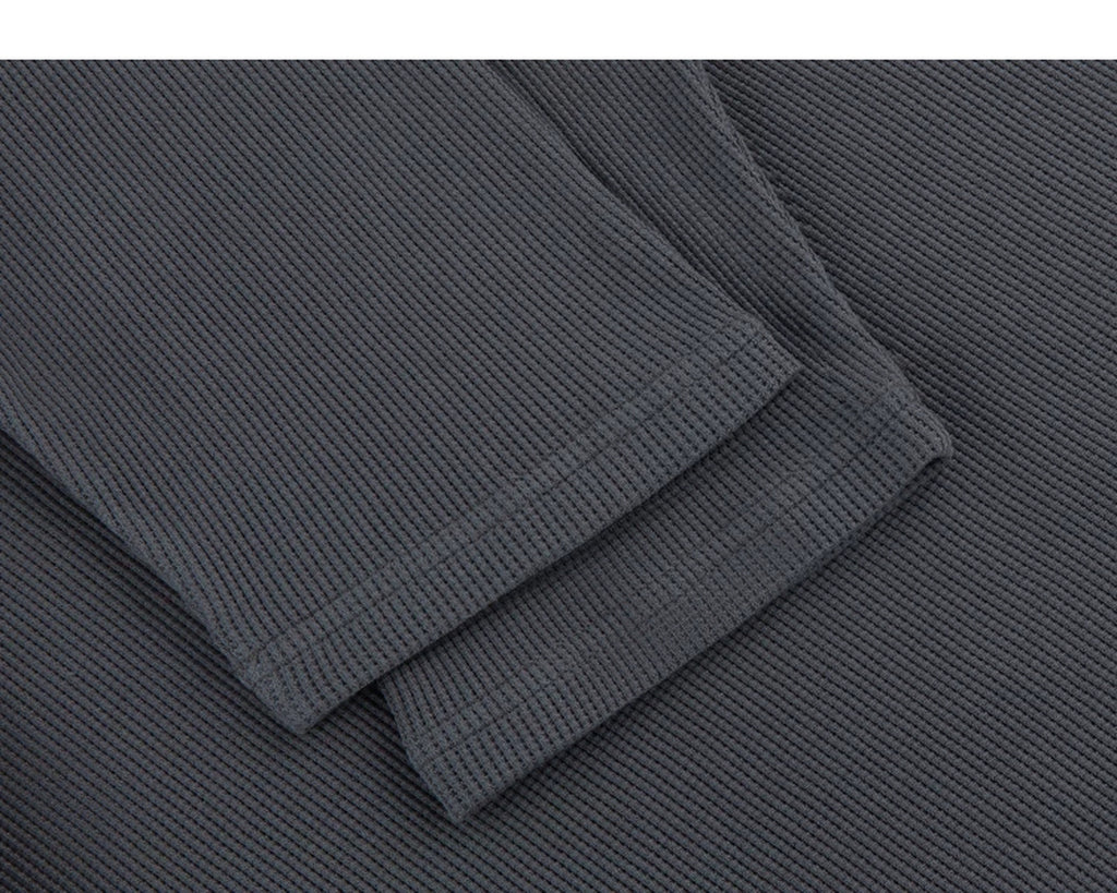 IDLT layered look waffle top, dark gray cuffs.