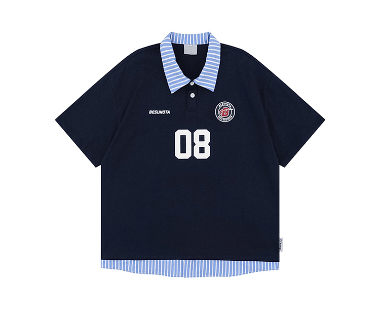 Two - Layer Patchwork Polo Jersey Tee - COPPING THREADS - CT Select