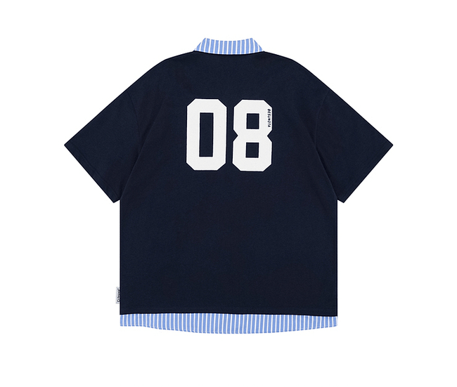 Two-Layer Patchwork Polo Jersey Tee Main Image