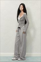 Two - Piece V - Neck Modal Long Sleeve Top - COPPING THREADS - AGAM