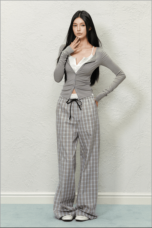 Two - Piece V - Neck Modal Long Sleeve Top - COPPING THREADS - AGAM