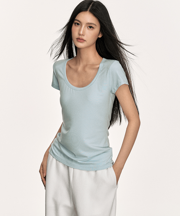 U - Neck Slim Fit Short Sleeve Tee - COPPING THREADS - Anna Aneae