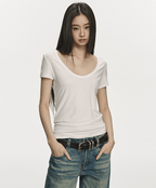 U - Neck Slim Fit Short Sleeve Tee - COPPING THREADS - Anna Aneae