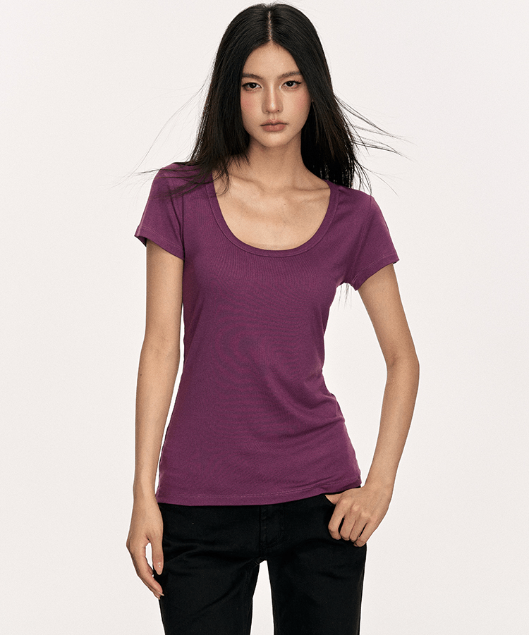 U - Neck Slim Fit Short Sleeve Tee - COPPING THREADS - Anna Aneae