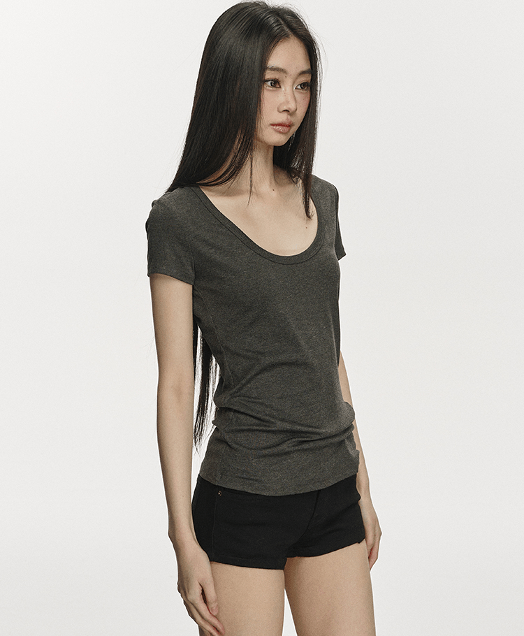 U - Neck Slim Fit Short Sleeve Tee - COPPING THREADS - Anna Aneae