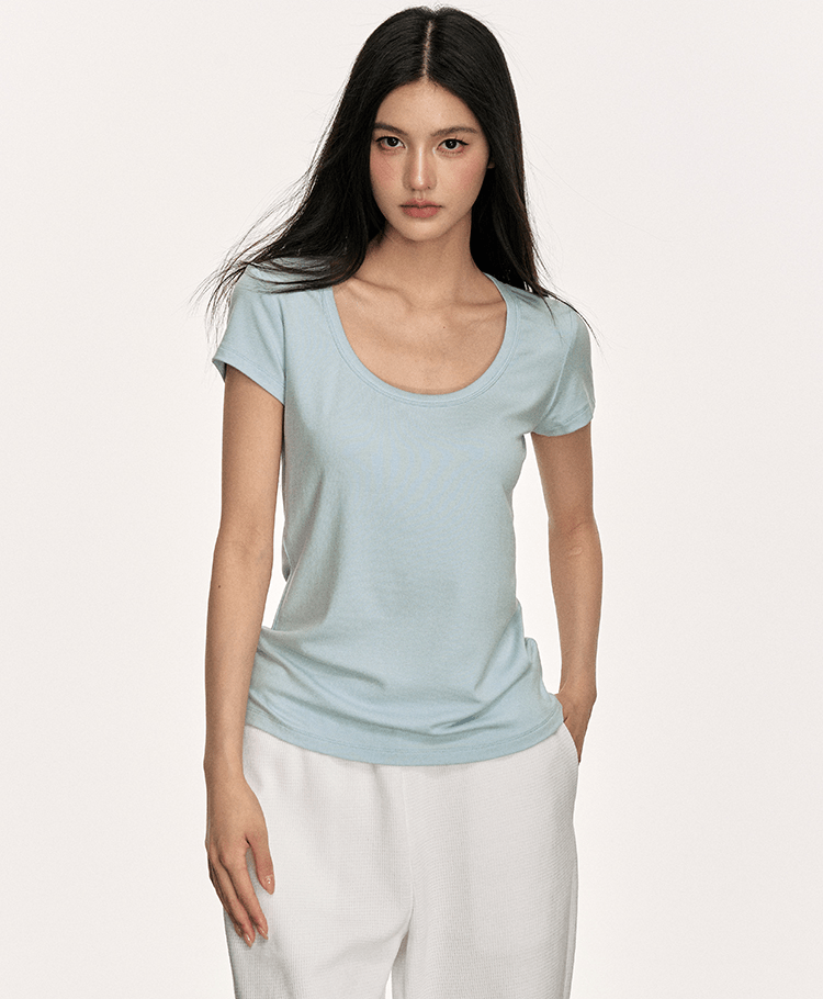 U - Neck Slim Fit Short Sleeve Tee - COPPING THREADS - Anna Aneae