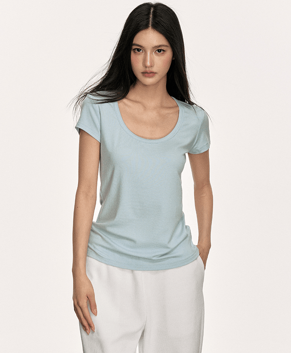 U - Neck Slim Fit Short Sleeve Tee - COPPING THREADS - Anna Aneae