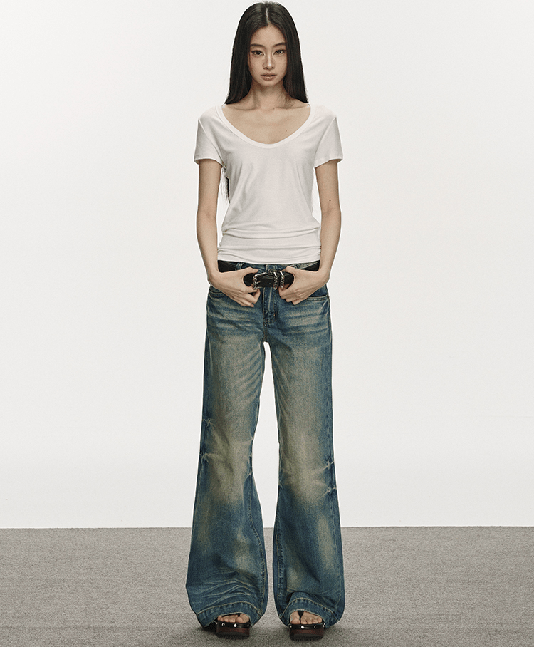 U - Neck Slim Fit Short Sleeve Tee - COPPING THREADS - Anna Aneae