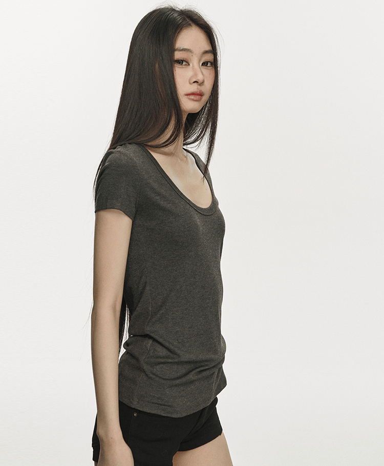 U - Neck Slim Fit Short Sleeve Tee - COPPING THREADS - Anna Aneae