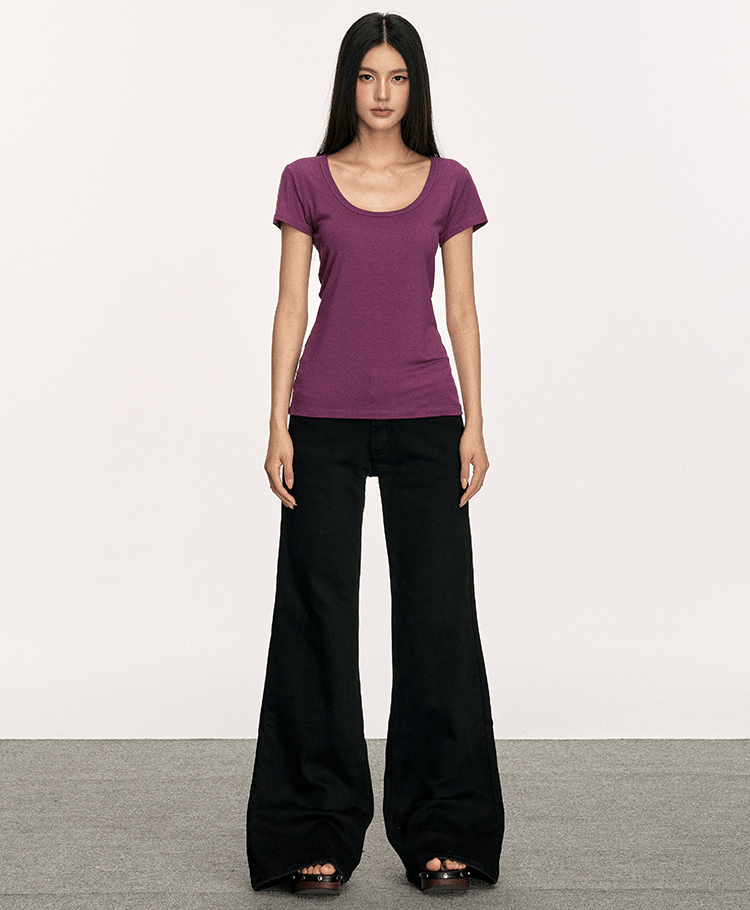 U - Neck Slim Fit Short Sleeve Tee - COPPING THREADS - Anna Aneae