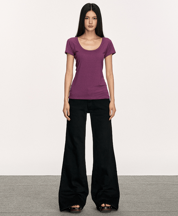 U - Neck Slim Fit Short Sleeve Tee - COPPING THREADS - Anna Aneae
