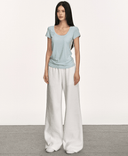 U - Neck Slim Fit Short Sleeve Tee - COPPING THREADS - Anna Aneae