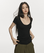 U - Neck Slim Fit Short Sleeve Tee - COPPING THREADS - Anna Aneae