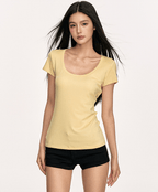 U - Neck Slim Fit Short Sleeve Tee - COPPING THREADS - Anna Aneae