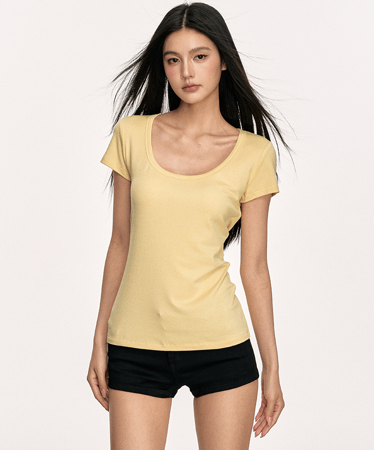 U - Neck Slim Fit Short Sleeve Tee - COPPING THREADS - Anna Aneae