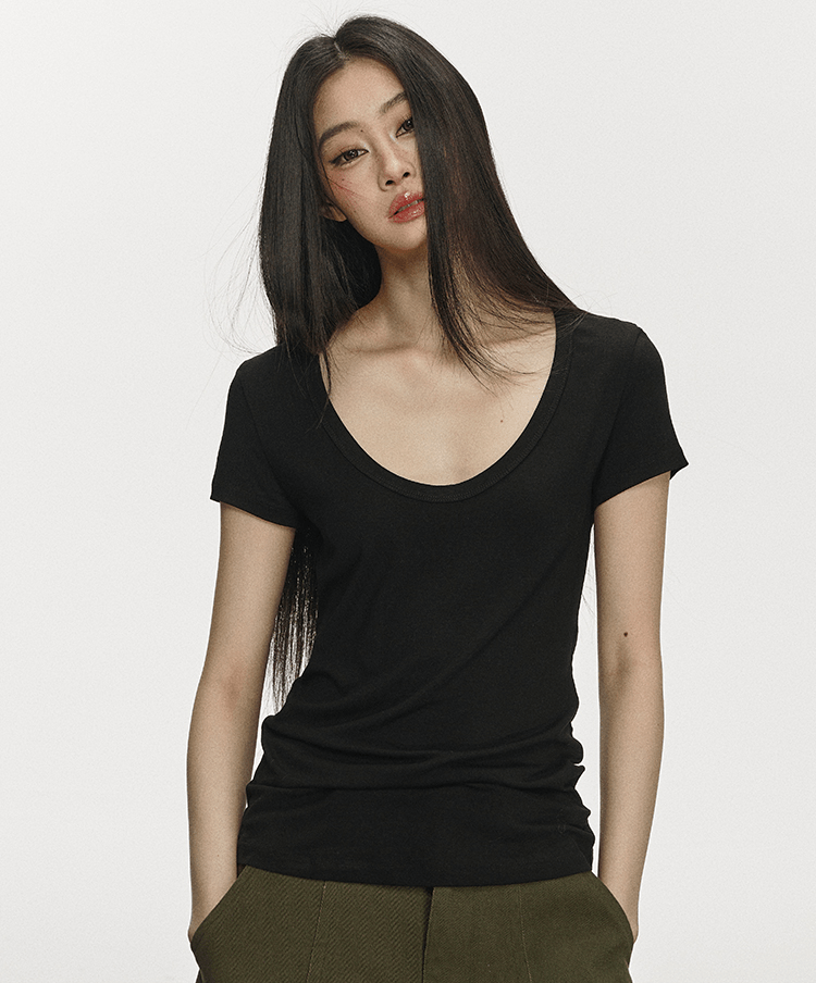 U - Neck Slim Fit Short Sleeve Tee - COPPING THREADS - Anna Aneae