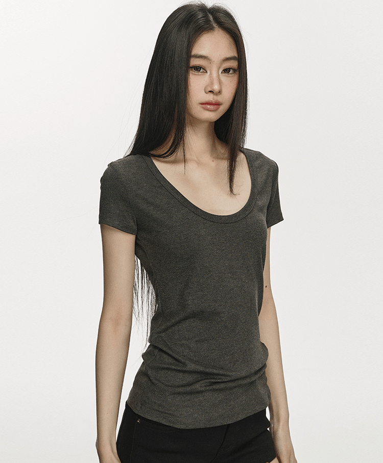 U - Neck Slim Fit Short Sleeve Tee - COPPING THREADS - Anna Aneae
