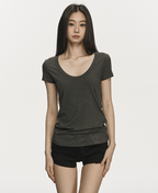 U - Neck Slim Fit Short Sleeve Tee - COPPING THREADS - Anna Aneae