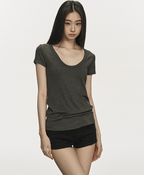U - Neck Slim Fit Short Sleeve Tee - COPPING THREADS - Anna Aneae
