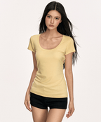 U - Neck Slim Fit Short Sleeve Tee - COPPING THREADS - Anna Aneae