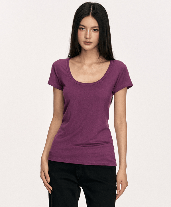 U - Neck Slim Fit Short Sleeve Tee - COPPING THREADS - Anna Aneae