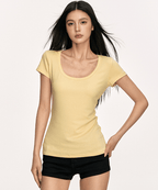 U - Neck Slim Fit Short Sleeve Tee - COPPING THREADS - Anna Aneae