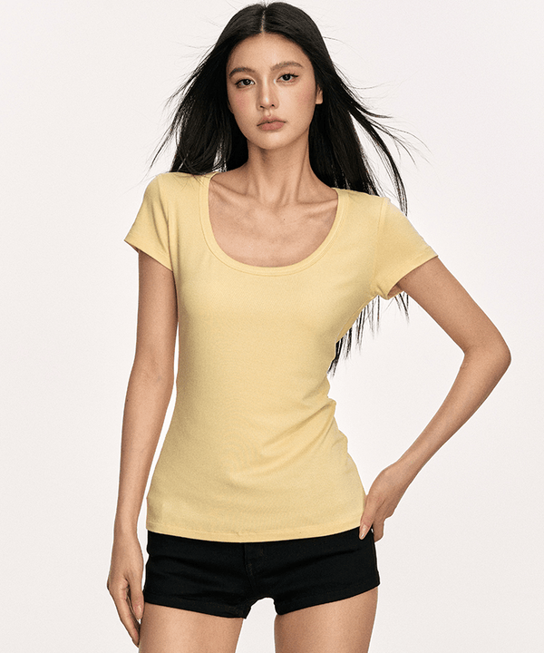 U - Neck Slim Fit Short Sleeve Tee - COPPING THREADS - Anna Aneae