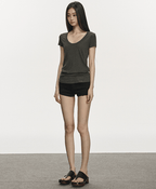 U - Neck Slim Fit Short Sleeve Tee - COPPING THREADS - Anna Aneae