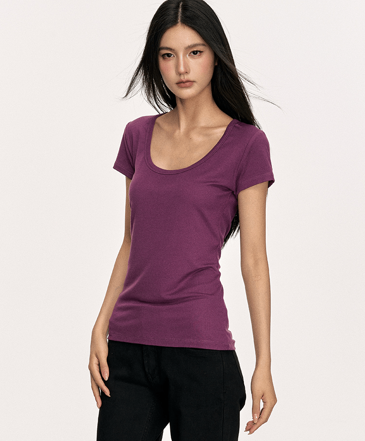 U - Neck Slim Fit Short Sleeve Tee - COPPING THREADS - Anna Aneae
